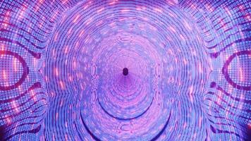 Cool textured neon tunnel reflective water 3d illustration vj loop
