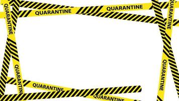 Yellow quarantine warning tape frame with place for text. video