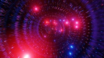 partículas que cambian de color brillante túnel espacial ilustración 3d video