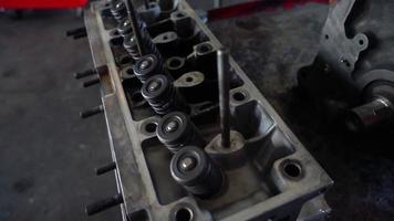 Cylinder Head Parts On A Vintage Car Engine video