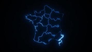 Francia mappa cyber tecnologia che mostra intro con nuove regioni video