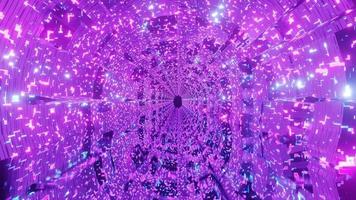 Tunnel with reflective water neon lights 3d illustration vj loop video
