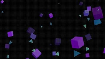 Abstract Retro Neon 1980s Style with 3 D Polygon Boxes video