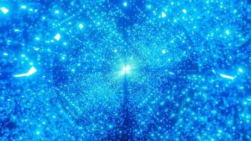 Ilustración 3d de partículas de neón azul brillante