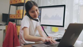 Businesswoman working on the computer video