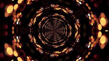 VJ Loop psychedelic golden bokeh light tunnel rotation video