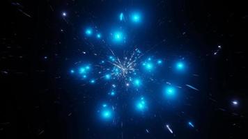 dj loop 3d ilustração partículas azuis galáxia do espaço sideral video