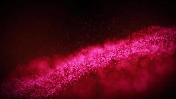 abstrakt röd-rosa glödande partiklar som brinner i yttre rymden video