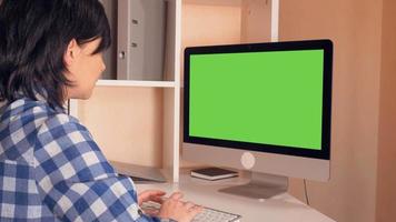 Brunette Woman Looking at The Computer Monitor at Work video