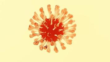 Célula de gelatina de coronavirus naranja sobre fondo amarillo