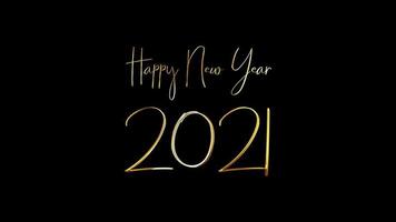 Happy New Year 2021 golden handwriting isolated text video