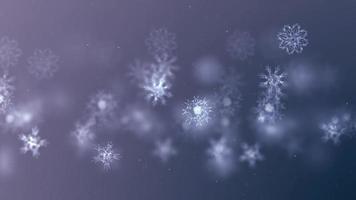 fiocchi di neve in movimento in uno sfondo sfocato video