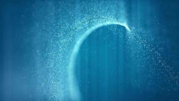 particelle di arco blu galleggiano nello spazio video
