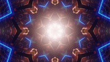 Abstract blue neon lights on a abstract science fiction tunnel video