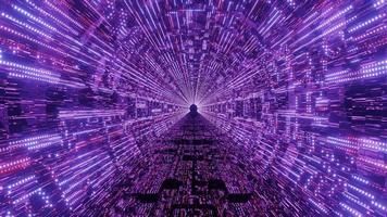 túnel de luces de neón abstracto brillante con aspecto técnico de hud video