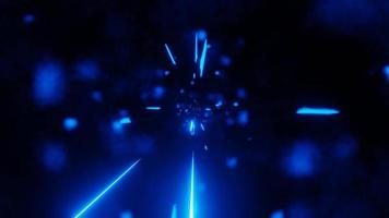 ilustração 3d azul néon espacial galáxia reflexão video