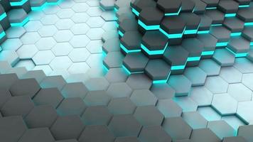 Background of neon hexagonal cells. Animation. 3d rendering video