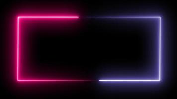 Glowing blue and pink neon line box pattern