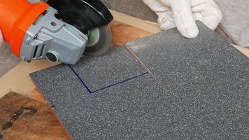 Cutting the Tile with Circular Power Saw