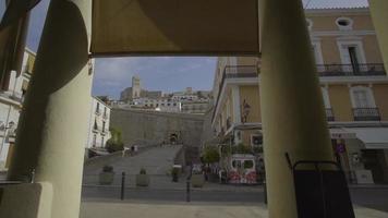 Spain, Ibiza Town slow glide shot to castle gates video