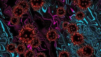 Floating Virus in Abstract Neon Space 