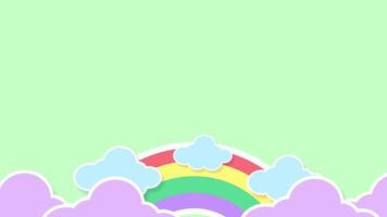 Abstract Kawaii Pastel Rainbow with Clouds Background