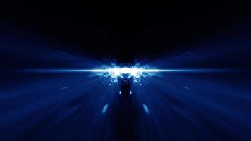 Bucle de luces de destello de estrella azul con partículas que explotan video