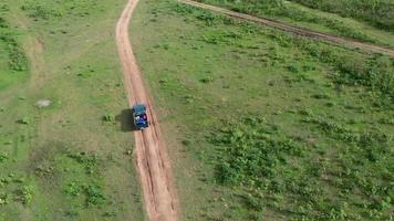 Top view over the dirt road video