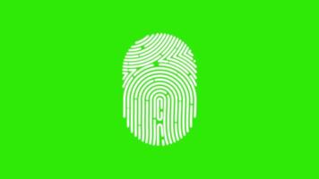 animierte ID-Fingerabdruck-Bewegungsgrafik auf grünem Bildschirm