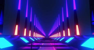 3d render sci-fi neon corridor. video