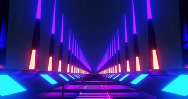 3d render corridoio al neon di fantascienza. video