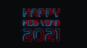 Texto de movimento de luz de néon feliz ano novo 2021 video