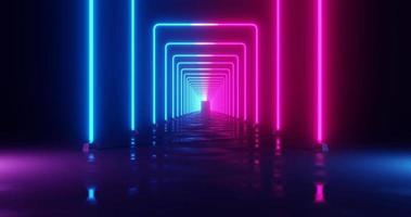Blue and pink neon gate loop motion background. video