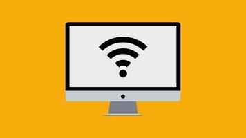 simbolo wifi sullo schermo di un computer con sfondo colorato
