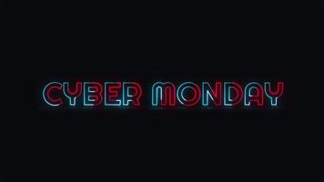 Cyber-Montag-Bewegungsgrafiken mit Neonlichtern, die um Text herumlaufen. video