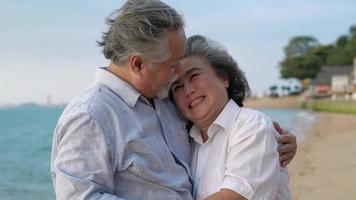 äldre par kram vid havet video