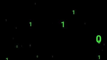 codice binario verde che si diffonde sullo schermo video