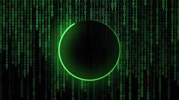 neon groene laadlijn en binaire code digitale achtergrond video