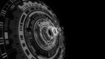 Looping Black White Futuristic HUD with Copy Space video
