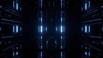 túnel de bucle de dj vj con luces de neón azules y efectos visuales tecno video