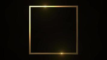Gold metal square frame on a black background video