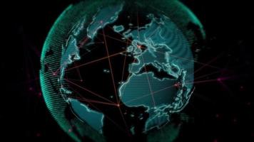 cyber roterende wereld netwerk achtergrond video