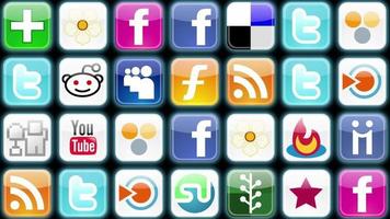 una cuadrícula de iconos de redes sociales video