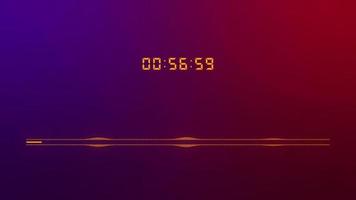 One-minute countdown and neon audio waves video