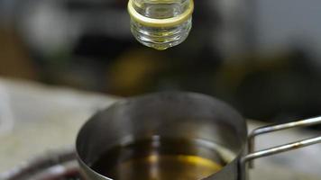 Flaxseed Oil Poured Into A Metal Bowl video