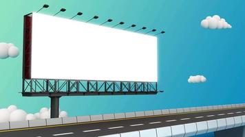 Blank billboard above diagonal bridge road video