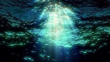 ondas subaquáticas do oceano fluem com efeitos de luz video