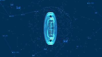 Bitcoin blockchain crypto currency with bitcoin currency sign in digital cyberspace. video