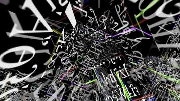 voyageant à travers un labyrinthe noir et blanc de code informatique video