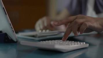 Close up hand of woman checking account balance video